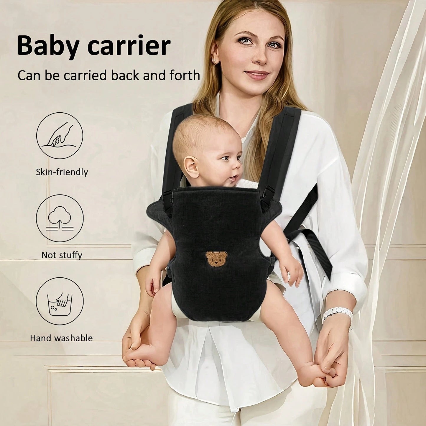 1pc Multifunctional Breathable Baby Carrier, All-Season Use, Detachable Design, Ergonomic, Convenient For Outdoor, Perfect Baby Shower Gift