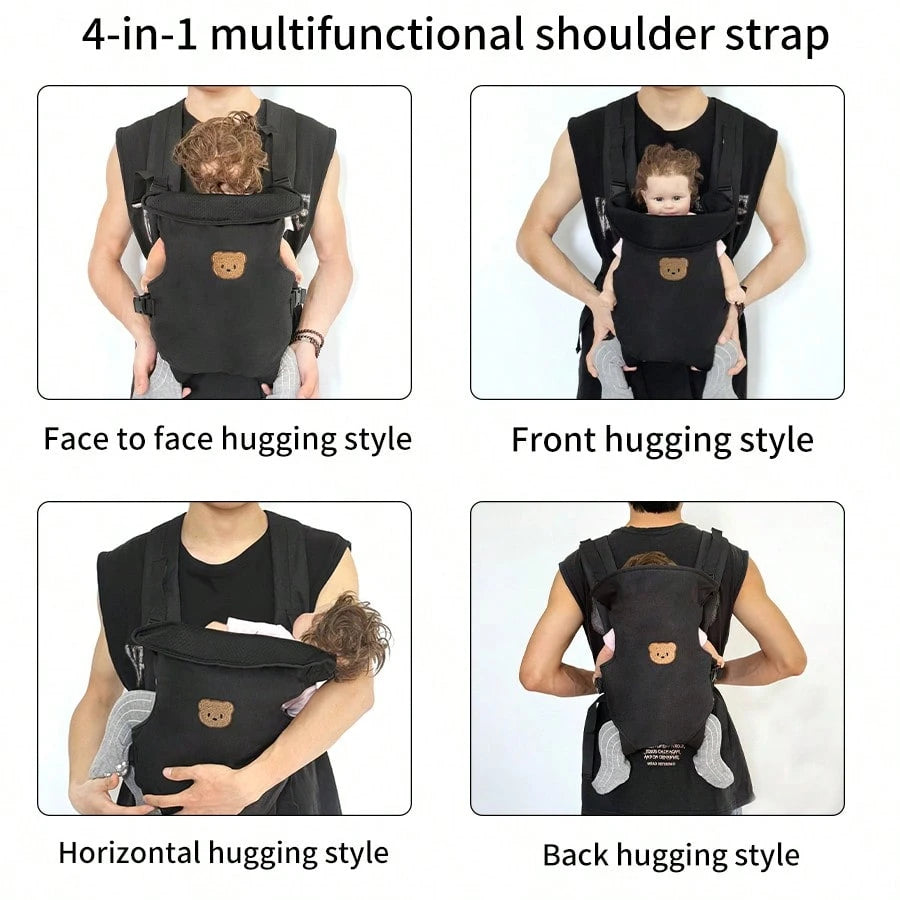 1pc Multifunctional Breathable Baby Carrier, All-Season Use, Detachable Design, Ergonomic, Convenient For Outdoor, Perfect Baby Shower Gift