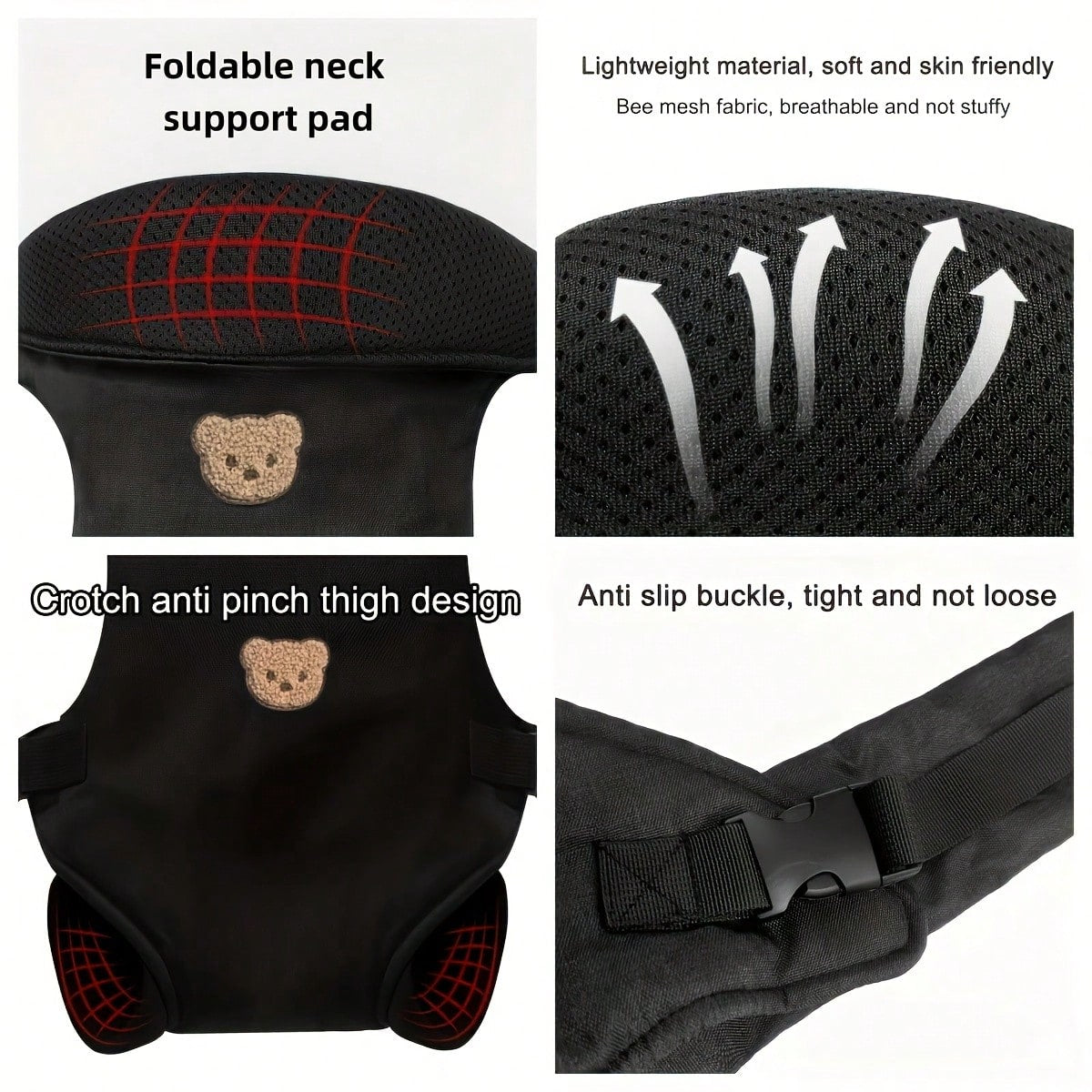 1pc Multifunctional Breathable Baby Carrier, All-Season Use, Detachable Design, Ergonomic, Convenient For Outdoor, Perfect Baby Shower Gift